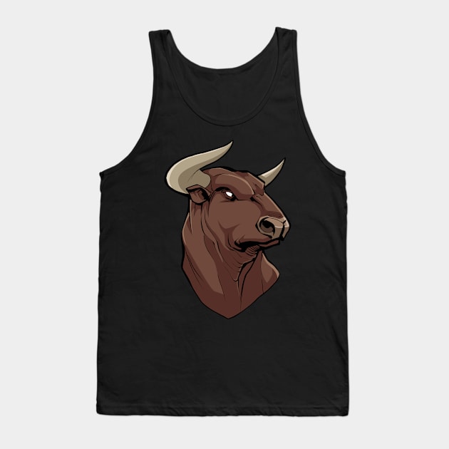 Bull Portrait Tank Top by Malchev